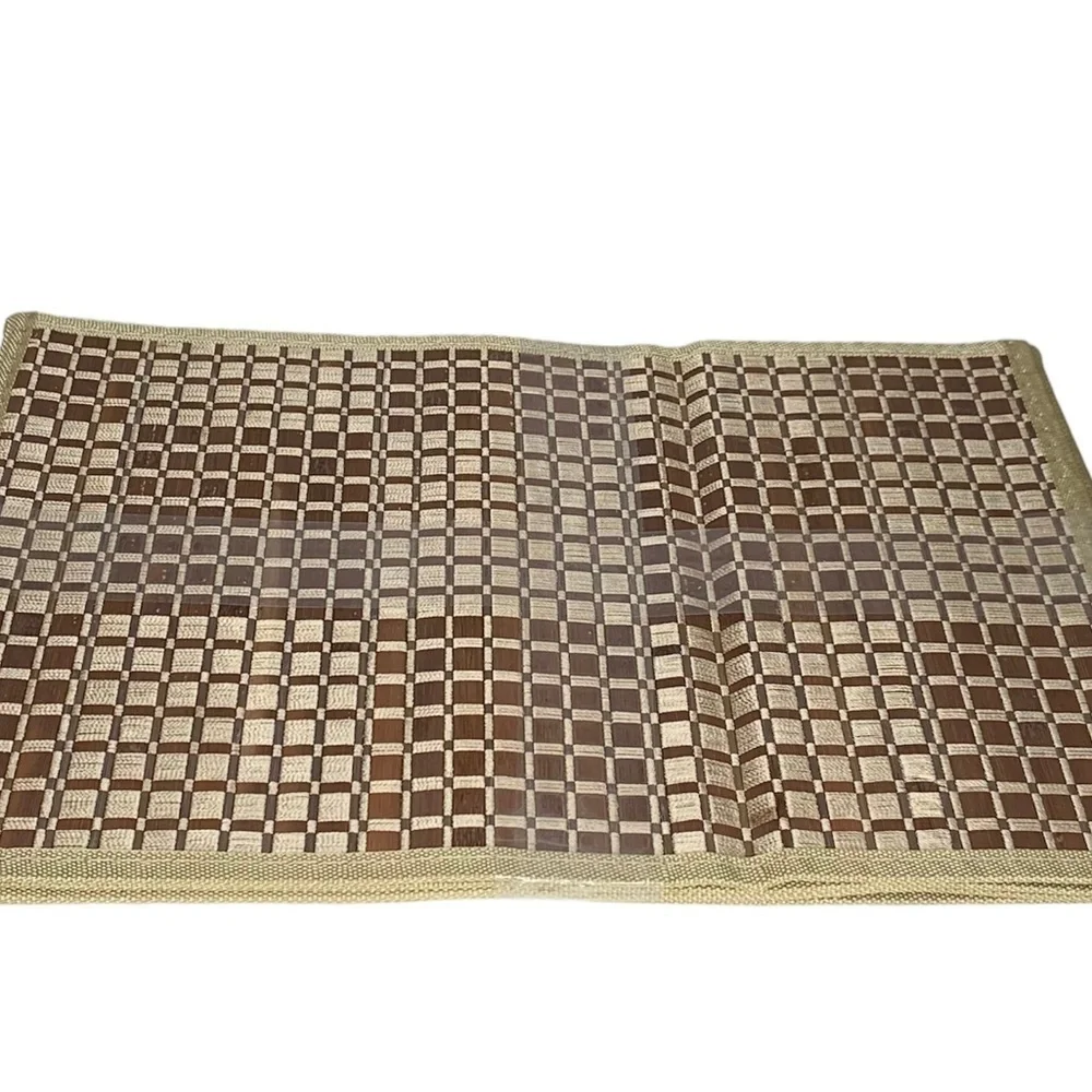 Unbranded brown and crm/tan woven checkered stitch bamboo placemats 4 placemats